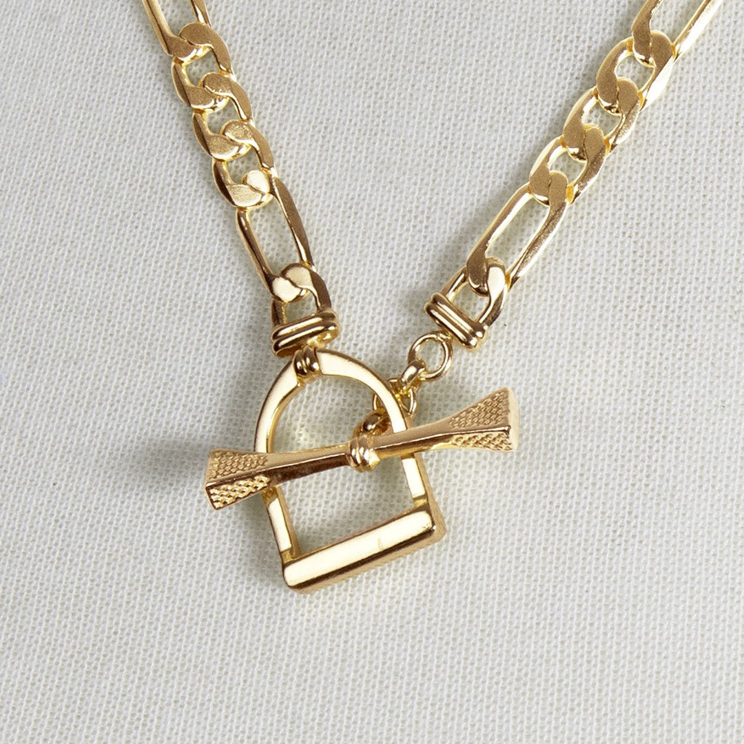 Urban Equestrian  Cortina - Cuban Chain Horse Stirrup Bracelet in Gold