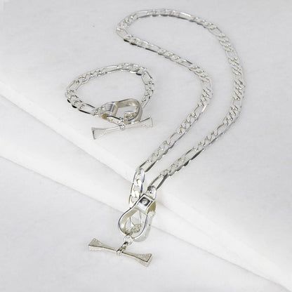 Urban Equestrian  Cortina - Cuban Chain Western Stirrup Bracelet in Silver
