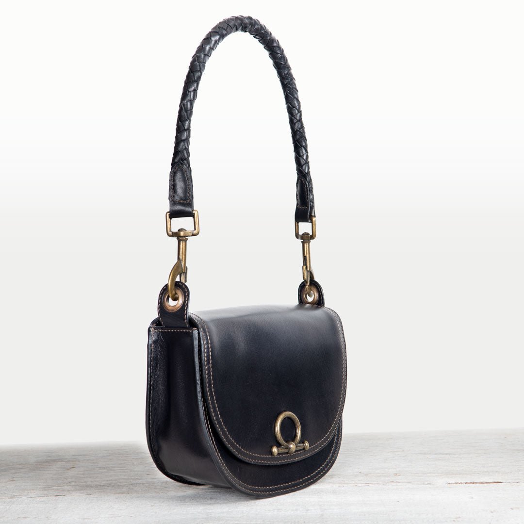 Urban Equestrian  Coronado- Horse Bit Lock Luxury Leather Crossbody Handbag in Black