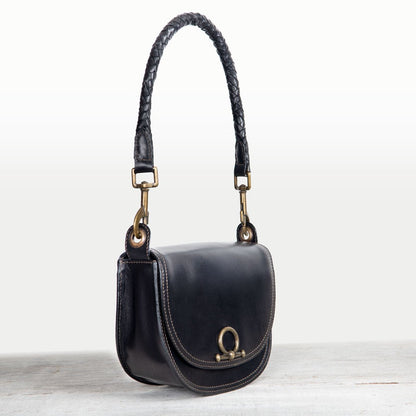 Urban Equestrian  Coronado- Horse Bit Lock Luxury Leather Crossbody Handbag in Black