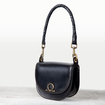 Urban Equestrian  Coronado- Horse Bit Lock Luxury Leather Crossbody Handbag in Black