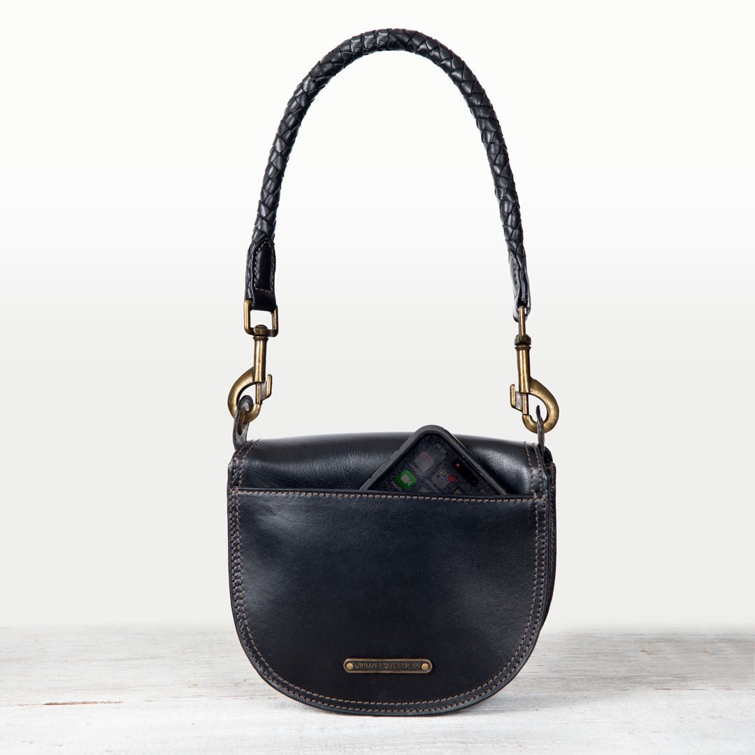 Urban Equestrian  Coronado- Horse Bit Lock Luxury Leather Crossbody Handbag in Black