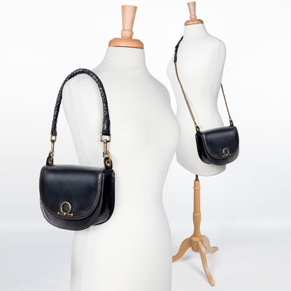 Urban Equestrian  Coronado- Horse Bit Lock Luxury Leather Crossbody Handbag in Black