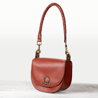 Urban Equestrian  Coronado- Horse Bit Lock Luxury Leather Crossbody Handbag in Cognac