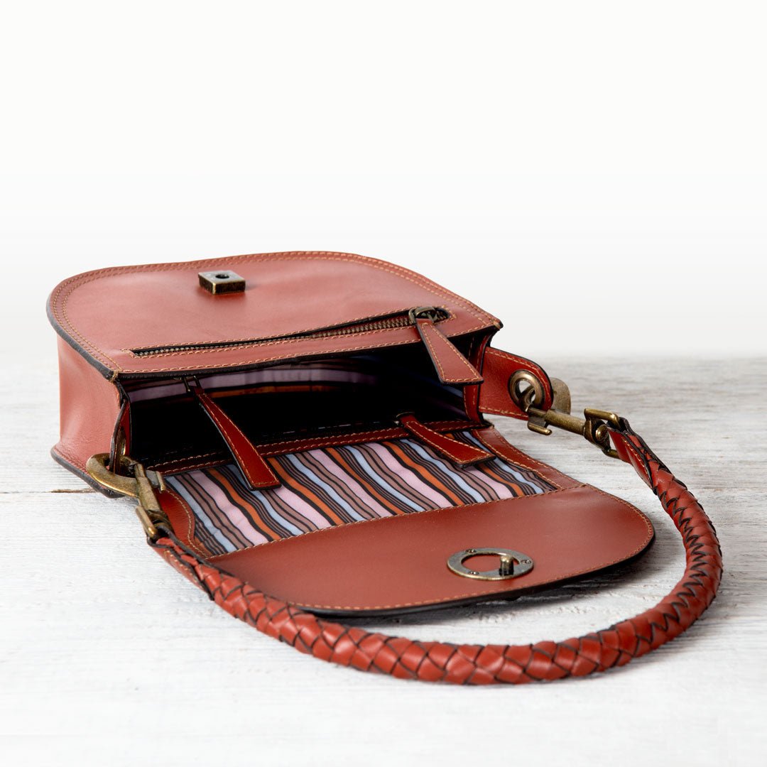 Urban Equestrian  Coronado- Horse Bit Lock Luxury Leather Crossbody Handbag in Cognac