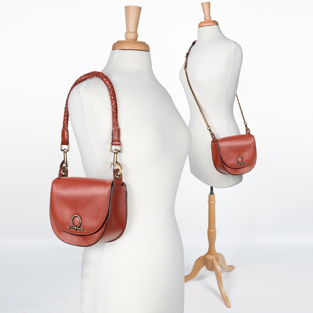 Urban Equestrian  Coronado- Horse Bit Lock Luxury Leather Crossbody Handbag in Cognac