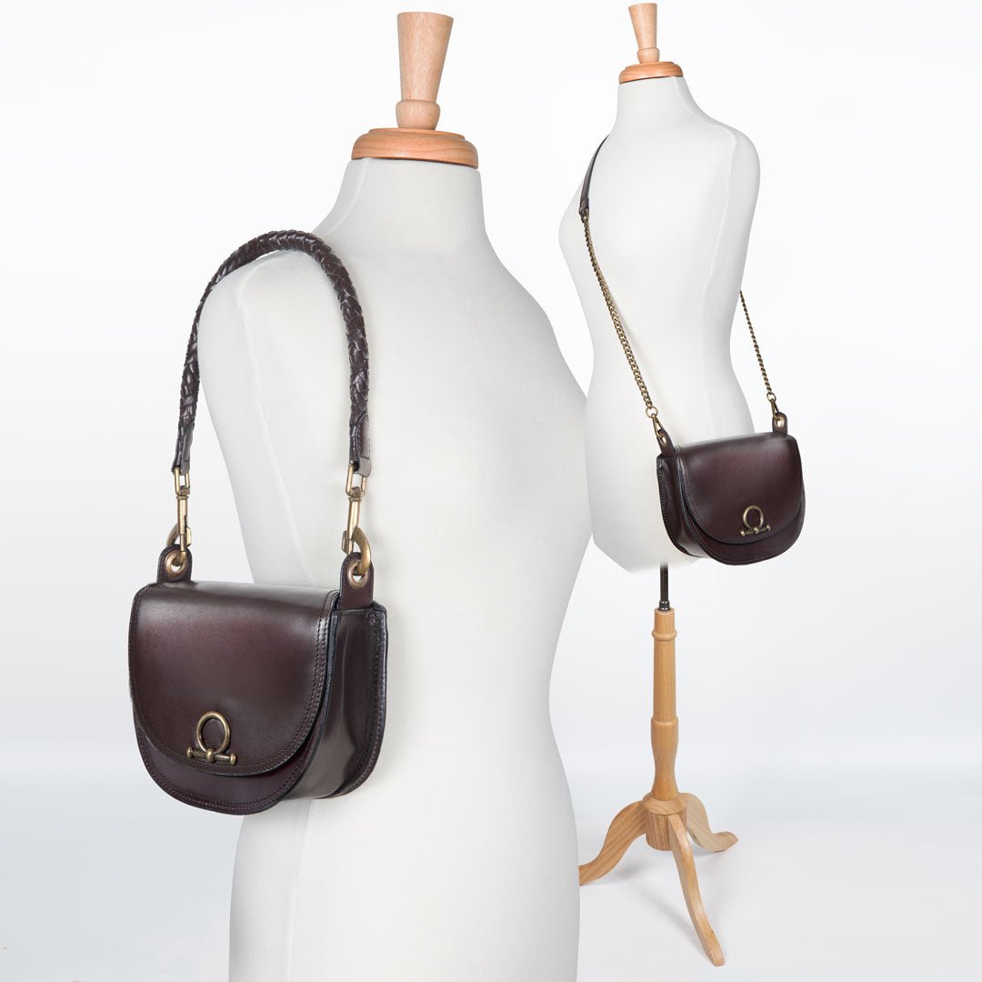 Urban Equestrian  Coronado- Horse Bit Lock Luxury Leather Crossbody Handbag in Deep Brown