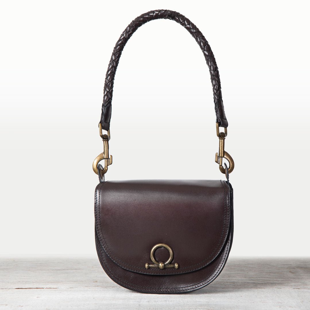Urban Equestrian  Coronado- Horse Bit Lock Luxury Leather Crossbody Handbag in Deep Brown