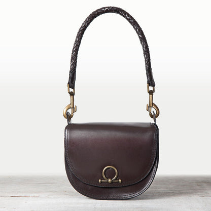 Urban Equestrian  Coronado- Horse Bit Lock Luxury Leather Crossbody Handbag in Deep Brown