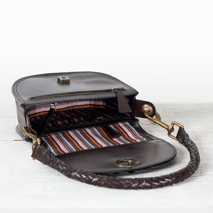 Urban Equestrian  Coronado- Horse Bit Lock Luxury Leather Crossbody Handbag in Deep Brown