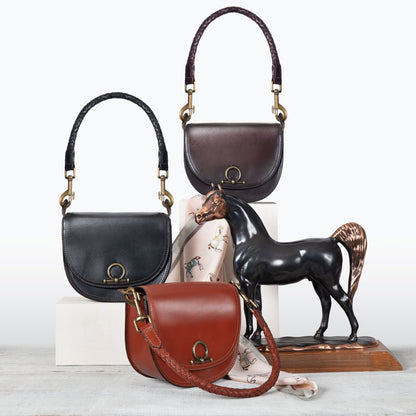 Urban Equestrian  Coronado- Horse Bit Lock Luxury Leather Crossbody Handbag in Deep Brown