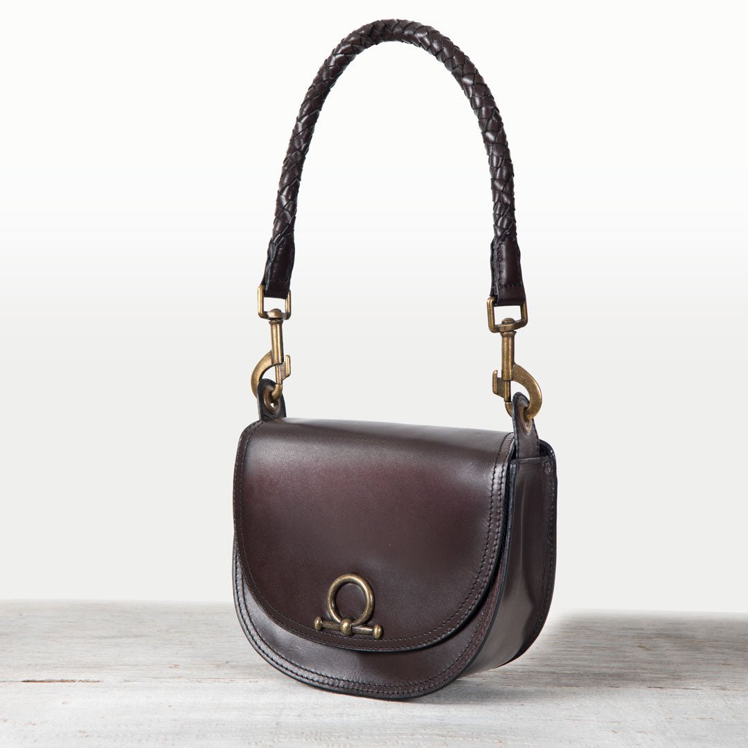 Urban Equestrian  Coronado- Horse Bit Lock Luxury Leather Crossbody Handbag in Deep Brown