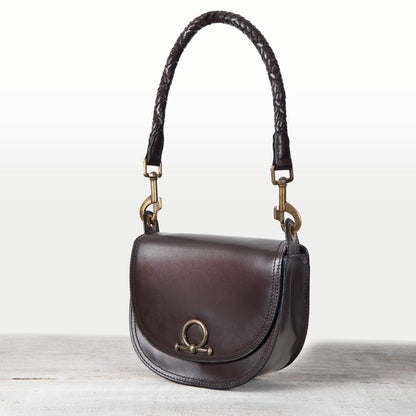 Urban Equestrian  Coronado- Horse Bit Lock Luxury Leather Crossbody Handbag in Deep Brown