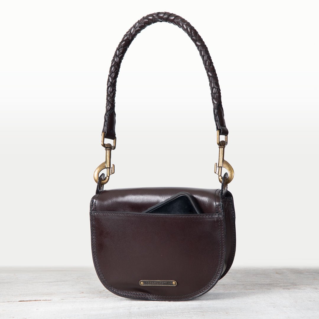 Urban Equestrian  Coronado- Horse Bit Lock Luxury Leather Crossbody Handbag in Deep Brown