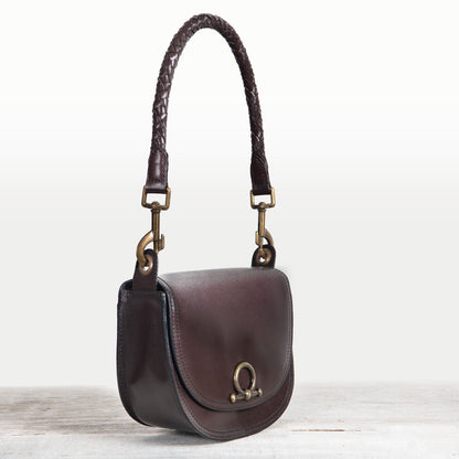 Urban Equestrian  Coronado- Horse Bit Lock Luxury Leather Crossbody Handbag in Deep Brown