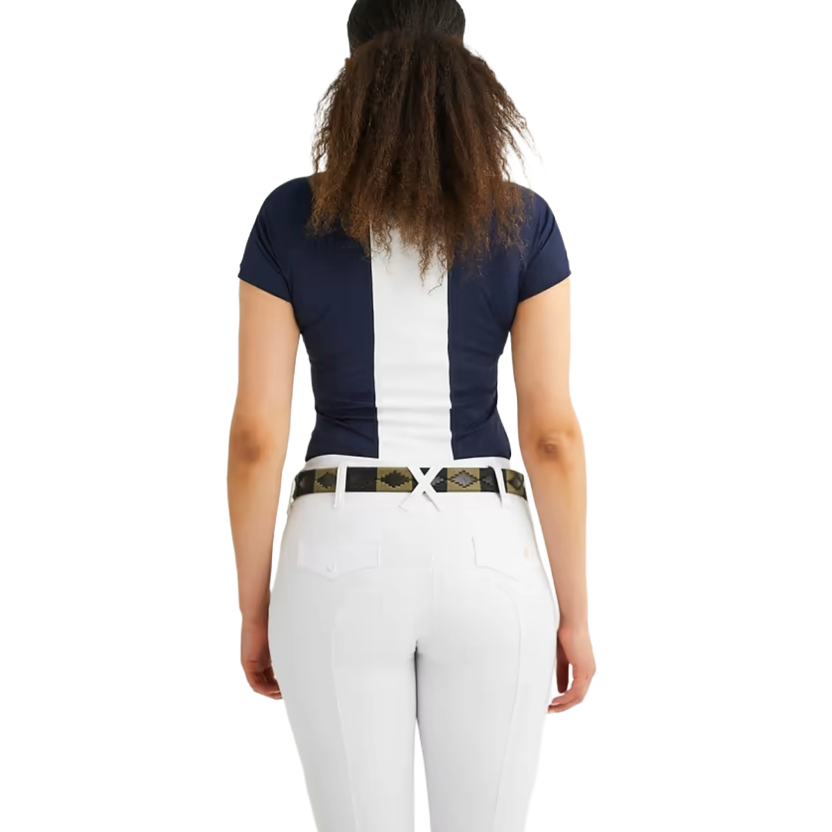 Maya Delorez Women's Competition Top-White/Dark Blue-Back View