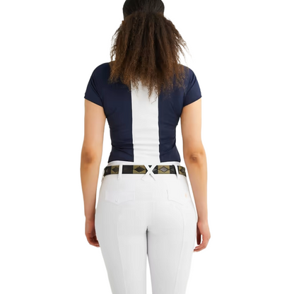 Maya Delorez Women's Competition Top-White/Dark Blue-Back View