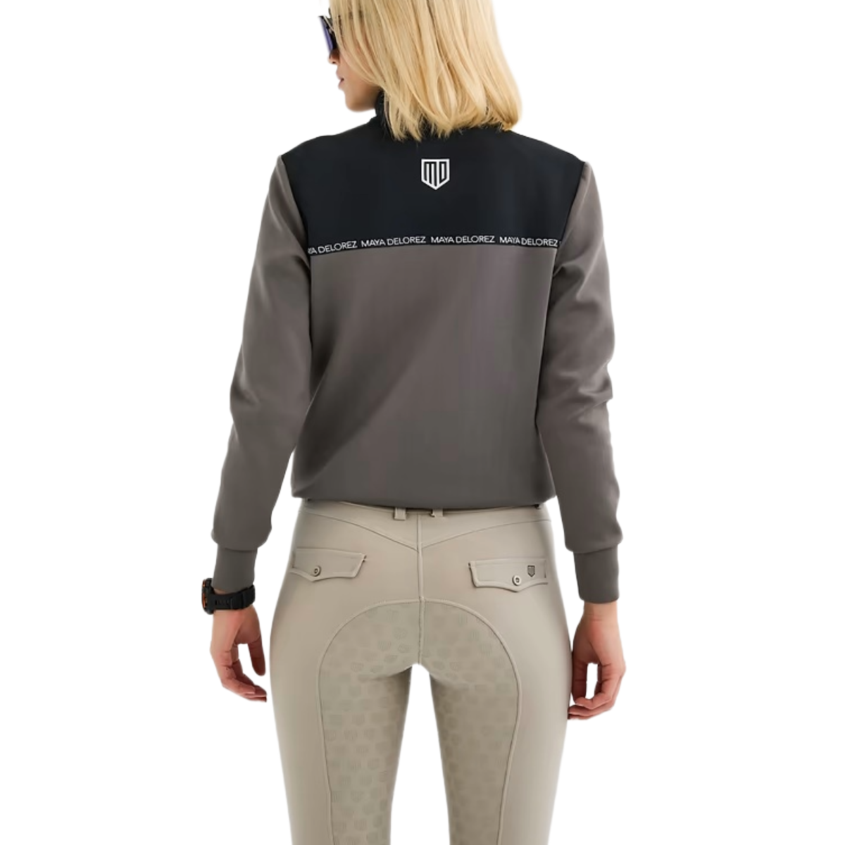Maya Delorez Women's Halfzip Pullover-Gray/Black-Back View