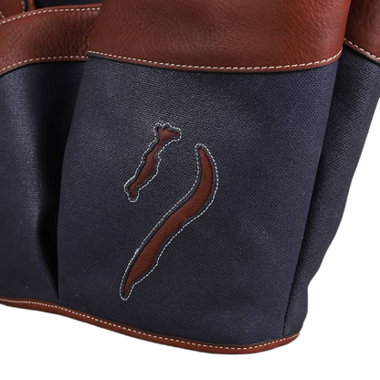Antares Oliva Grooming Bag - Chestnut/Navy - Logo Detail