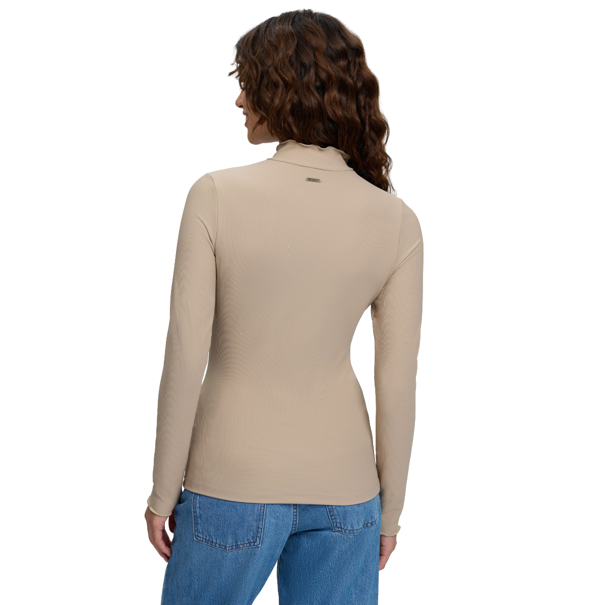 LeMieux Women's Lustre Ribbed Top back view in Champagne 