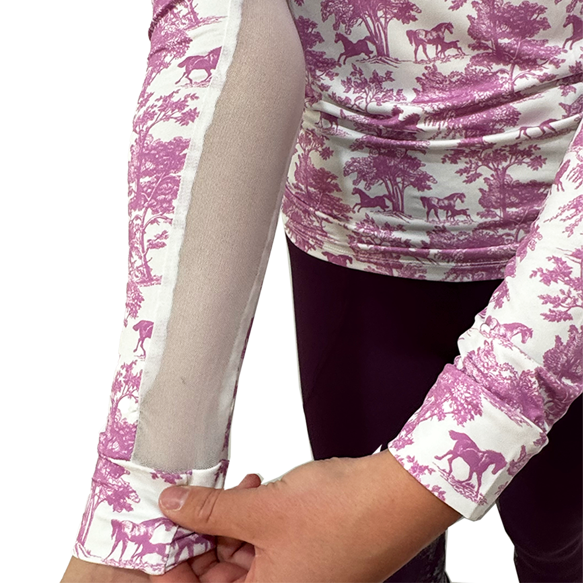 Dapplebay Equestrian Toile 1/4 Zip Light Riding Top - Long Sleeve