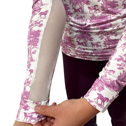 Dapplebay Equestrian Toile 1/4 Zip Light Riding Top - Long Sleeve