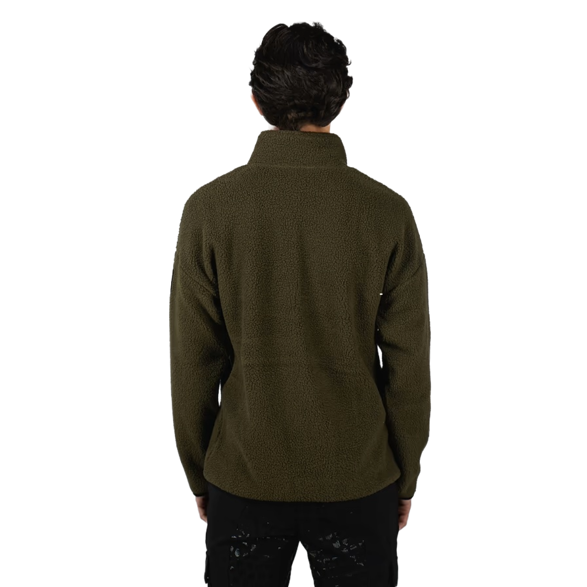 Maya Delorez Unisex Teddy Halfzip Sweater-Green-Back View
