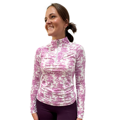 Dapplebay Equestrian Toile 1/4 Zip Light Riding Top - Long Sleeve
