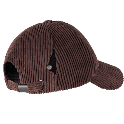 Image 2: Equiline EQFALT Corduroy Ball Cap in brown - side view
