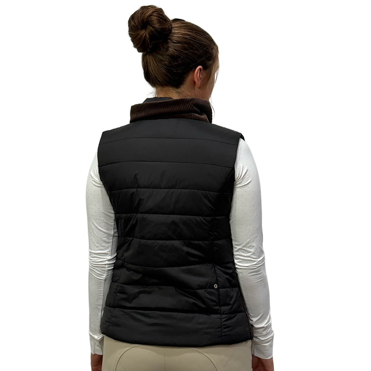Equiline EQSIT Women's Lightweight Padded Vest-Cocoa Powder-Back View