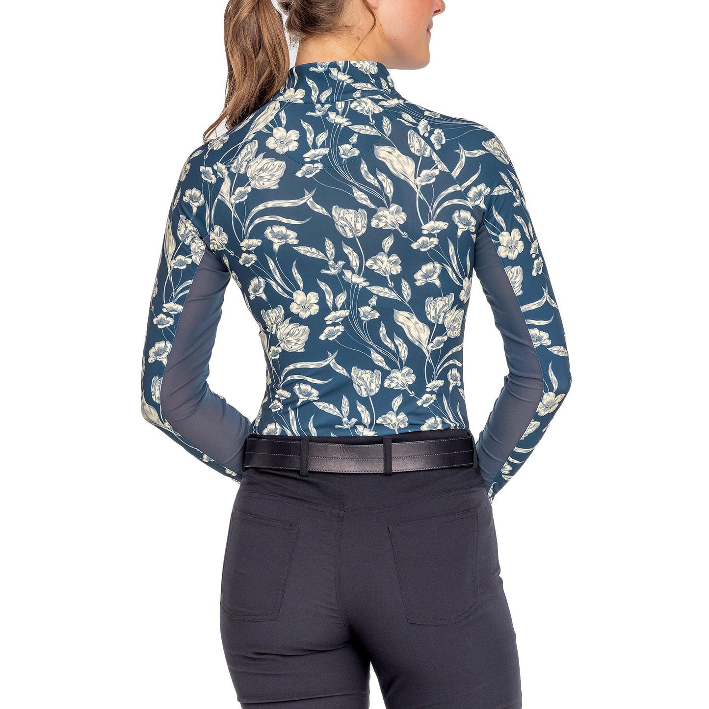 Kastel Sailor Blue French Tulip Long Sleeve 1/4 Zip Sun Shirt