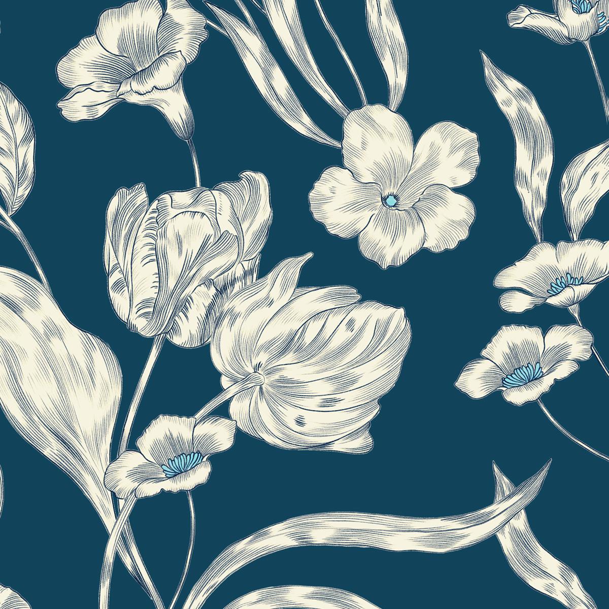 Kastel Sailor Blue French Tulip Long Sleeve 1/4 Zip Sun Shirt