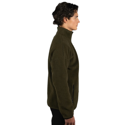 Maya Delorez Unisex Teddy Halfzip Sweater-Green-Side View
