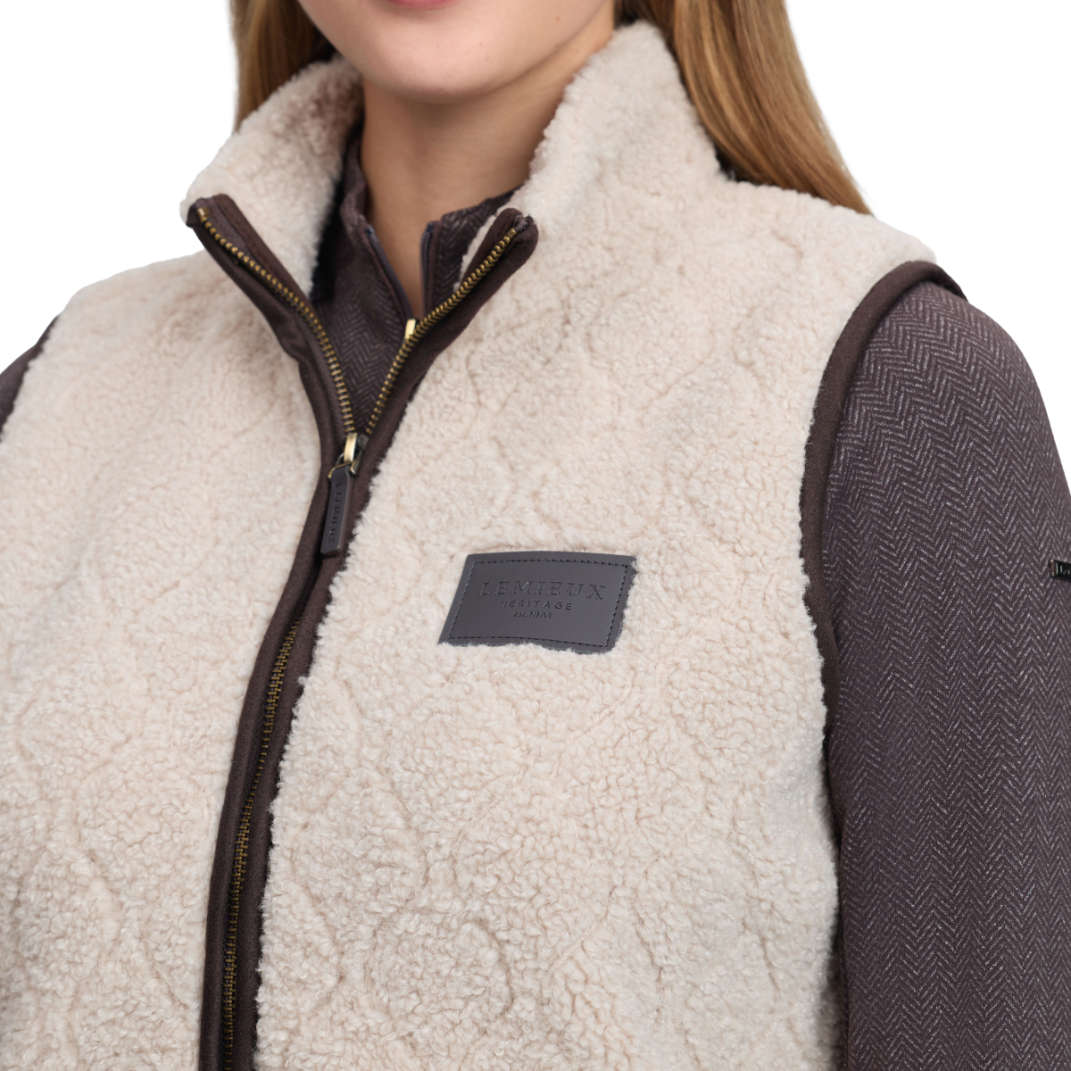 LeMieux Women's Heritage Borg Gilet-Stone-Model View