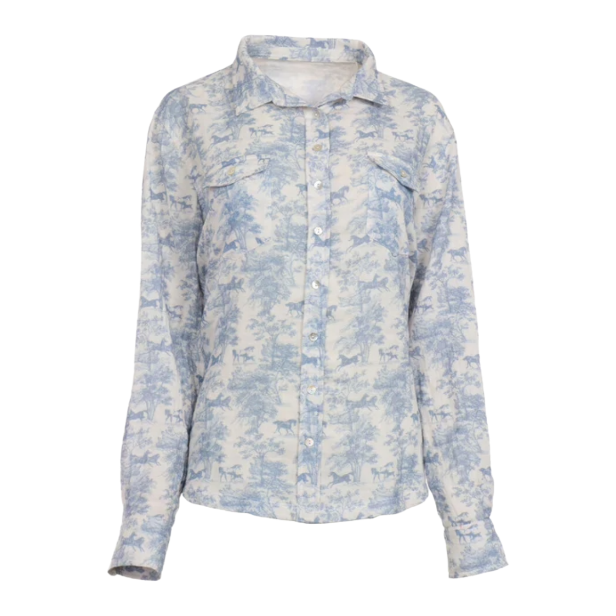 Dapplebay Equestrian Toile Breezy Button Up Top