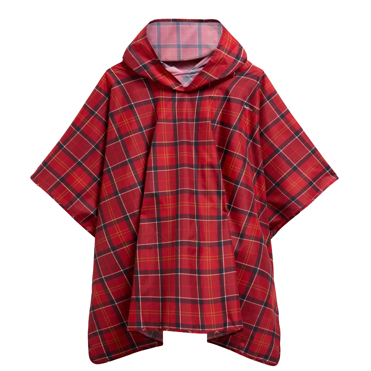 Barbour Tartan Showerproof Poncho, Cardinal Tartan, Front View