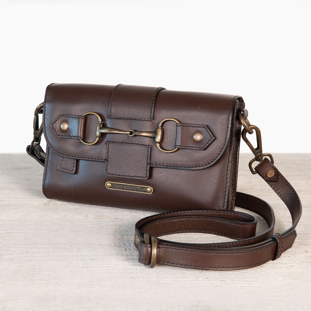 Urban Equestrian  Dalton - Horse Bit Crossbody Luxury Leather Handbag in Deep Brown