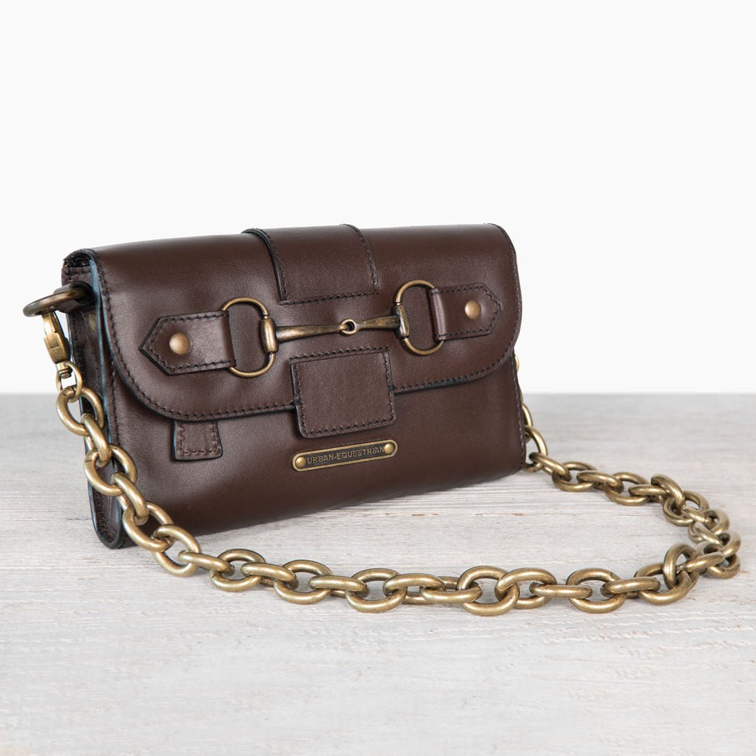 Urban Equestrian  Dalton - Horse Bit Crossbody Luxury Leather Handbag in Deep Brown
