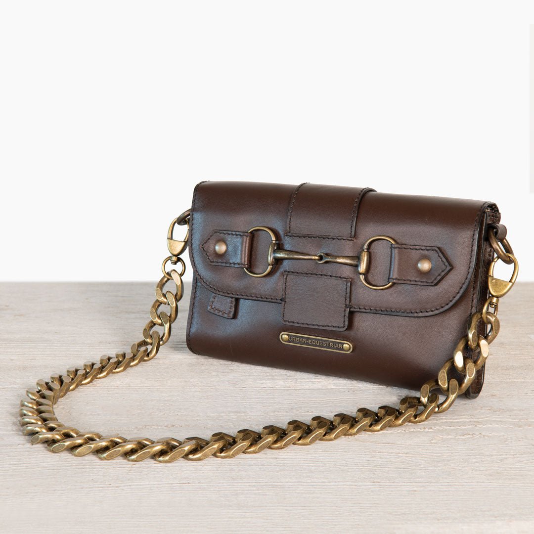 Urban Equestrian  Dalton - Horse Bit Crossbody Luxury Leather Handbag in Deep Brown