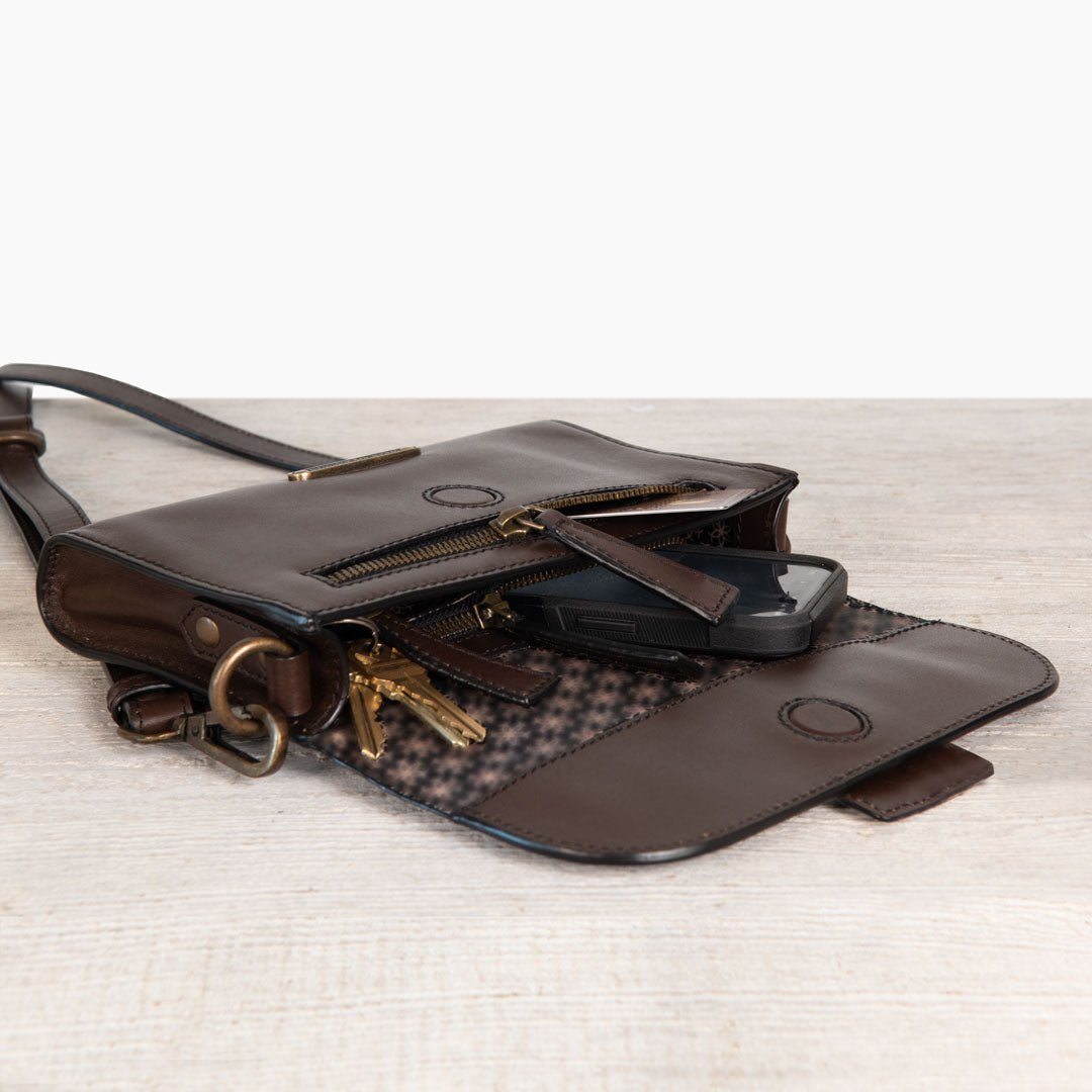 Urban Equestrian  Dalton - Horse Bit Crossbody Luxury Leather Handbag in Deep Brown