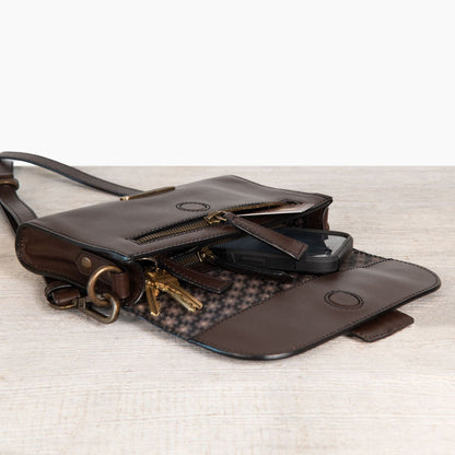 Urban Equestrian  Dalton - Horse Bit Crossbody Luxury Leather Handbag in Deep Brown
