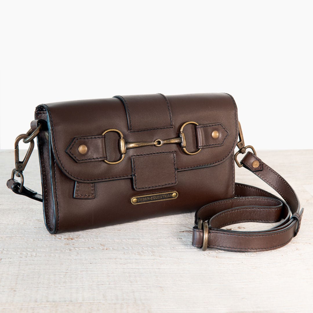 Urban Equestrian  Dalton - Horse Bit Crossbody Luxury Leather Handbag in Deep Brown