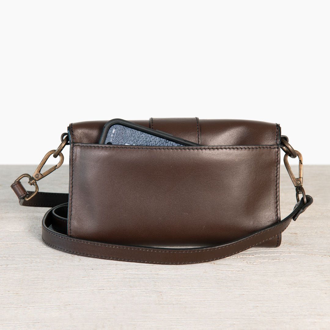 Urban Equestrian  Dalton - Horse Bit Crossbody Luxury Leather Handbag in Deep Brown