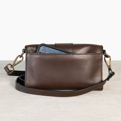 Urban Equestrian  Dalton - Horse Bit Crossbody Luxury Leather Handbag in Deep Brown
