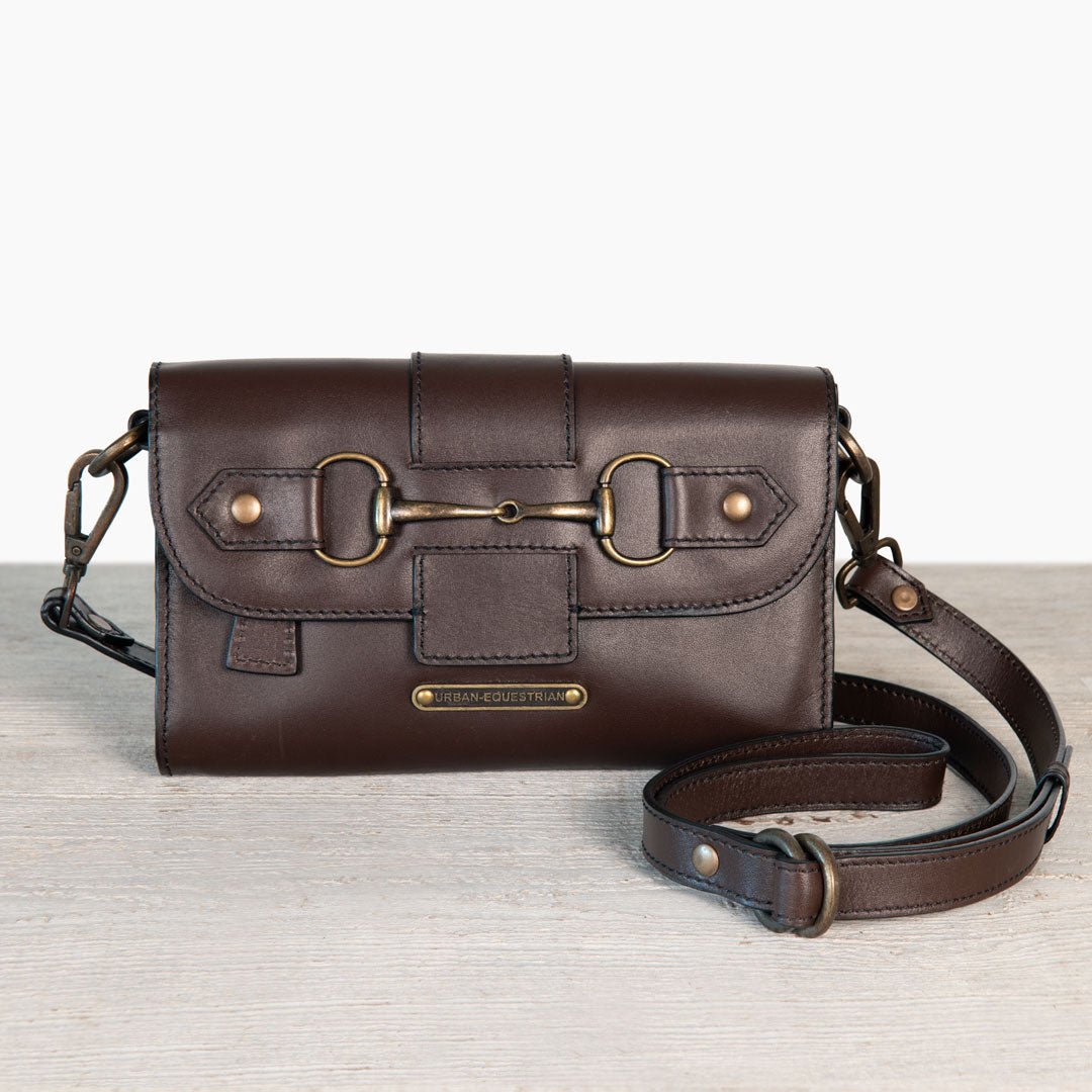 Urban Equestrian  Dalton - Horse Bit Crossbody Luxury Leather Handbag in Deep Brown