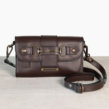 Urban Equestrian  Dalton - Horse Bit Crossbody Luxury Leather Handbag in Deep Brown