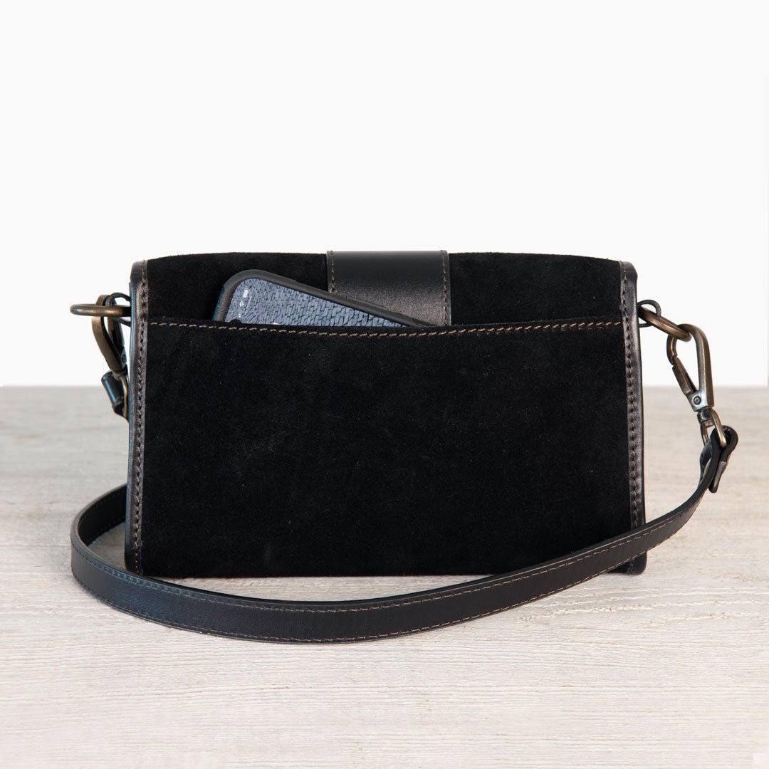 Urban Equestrian  Dalton - Horse Bit Crossbody Luxury Leather Handbag in Black on Black