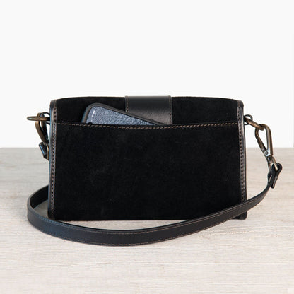 Urban Equestrian  Dalton - Horse Bit Crossbody Luxury Leather Handbag in Black on Black
