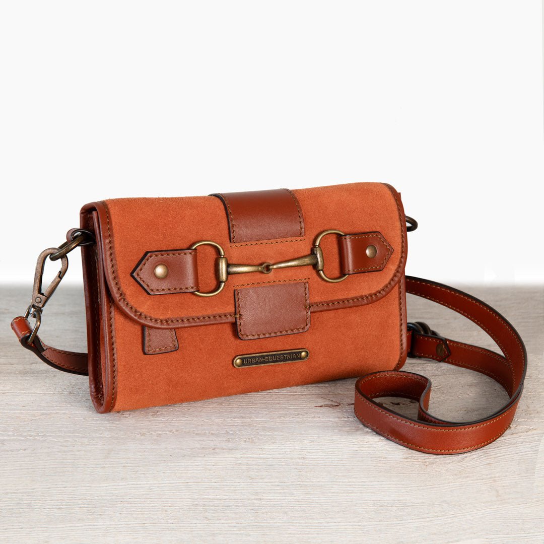 Urban Equestrian  Dalton - Horse Bit Crossbody Luxury Leather Handbag in Cognac on Cognac