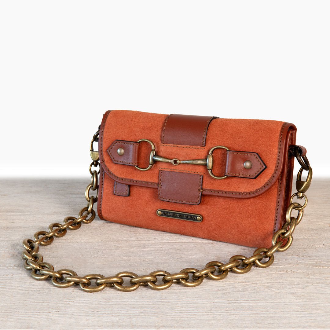 Urban Equestrian  Dalton - Horse Bit Crossbody Luxury Leather Handbag in Cognac on Cognac